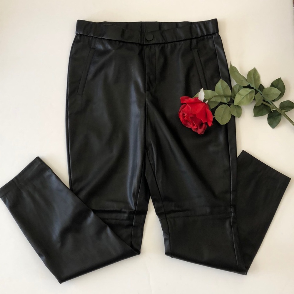 Black Faux Leather Moto Pants